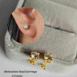 Pure Gold 18k Moissanite Earrings Real Gold Pawnable Lightweight